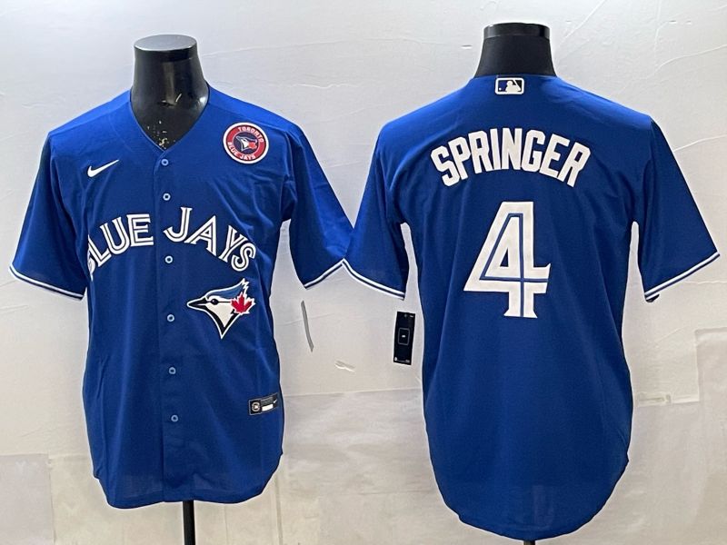 Men 2025 Toronto Blue Jays #4 Springer Blue Game Nike MLB Jersey style 07